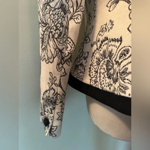 [Zelda] Vintage Black and White Floral Print Lined Blazer Sz: 6 - Picture 10 of 12